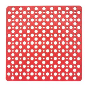 Tapis de douche carré en caoutchoux antidérapant - Rose corail - 53 x 53 cm