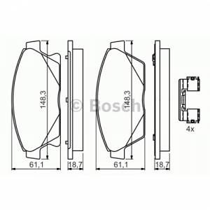 Image de Bosch Jeu de 4 plaquettes de frein à disque 0986494657 d'origine