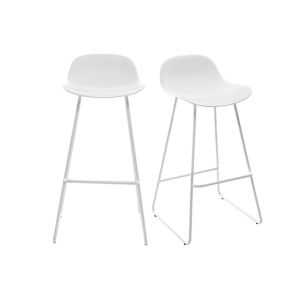 Image de Miliboo Tabourets de bar design blancs H65 cm (lot de 2) ELLA