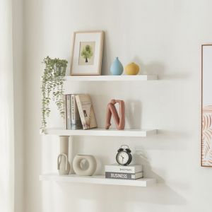 [en.casa] - Lot de 3 &eacute;tag&egrave;res murales Stranda 80 x 20 x 4 cm blanc