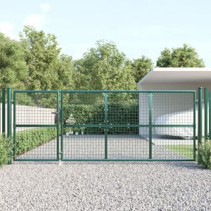 VidaXL Portal de jardin maille vert 350x175 cm acier galvanisé