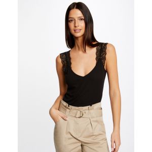 Morgan Débardeur bretelles larges à dentelle noir femme - Taille L