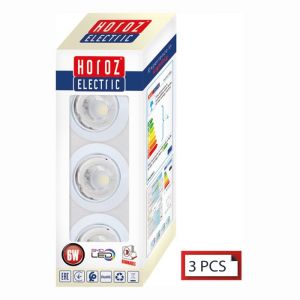 Horoz Electric Kit 3 spots blanc à encastrer orientable GU10 6W dimmable