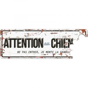 D&D Plaque Attention au Chien Blue - Blanc