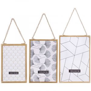 Urban living 3 Cadres photo &agrave; suspendre design Gold Home - Dor&eacute;