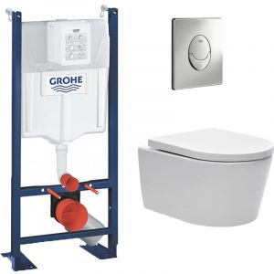 Image de Grohe Pack WC Rapid SL autoportant + cuvette sans bride SAT, fixations cachées + plaque Skate Air chrome (ProjectSATrimless-2)