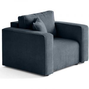 Topaze - fauteuil en velours côtelé plat - Bleu