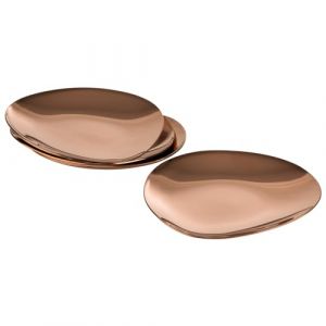 APS PEBBLES 40794 Lot de 4 assiettes en acier inoxydable avec revêtement PVD, 9 x 9 cm, hauteur 1 cm, aspect cuivre