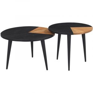 Image de Rendez Vous Déco Tables basses Binôme en bois d'acacia (lot de 2) - Noir