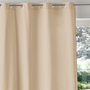 Rideau uni pur coton natté Panama Beige Taille 180X140 cm;260X140 cm;350X140 cm