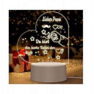 Veilleuse LED 3D en forme de cœur, cadeau pour papa, en acrylique, USB