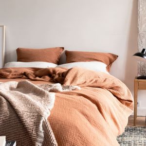 Blanc Cerise Housse de couette en gaze de coton, SIMPLEMENT GAUFRÉ