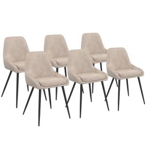 Idmarket Lot de 6 chaises THALYA en velours taupe avec accoudoirs