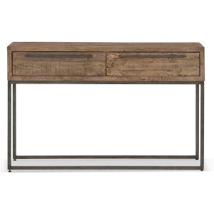 Décoration d'Autrefois Console 2 Tiroirs Bois Métal Marron 120x35x76cm