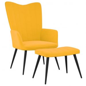 VidaXL Chaise de relaxation Velours avec repose-pied Jaune moutarde Jaune