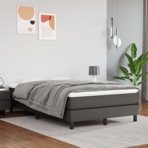 Image de VidaXL Matelas de lit à ressorts ensachés Gris 120x200x20cm Similicuir