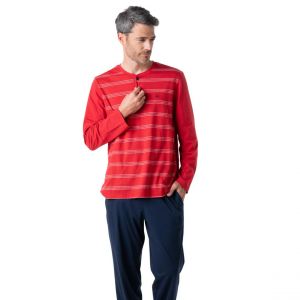 Eminence Pyjama long col T homme Nautique multicolore en coton