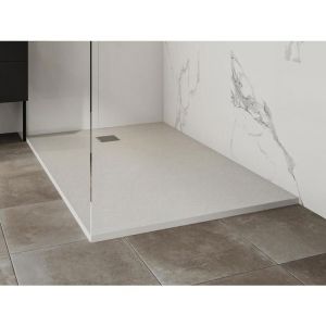 Receveur à poser ou encastrer en résine avec siphon - Blanc - 140 x 90 cm - MIRNOSA