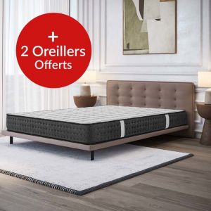 Cosmos Matelas EQUINOX 160x200 cm - 2 Oreillers offerts - 21 cm - Mousse Haute Résilience et Haute Densité - Blue Latex