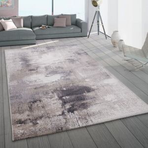 Paco Home - Tapis De Salon Poils Ras Abstrait Pastel Beige Crème Anthracite 120x170 cm