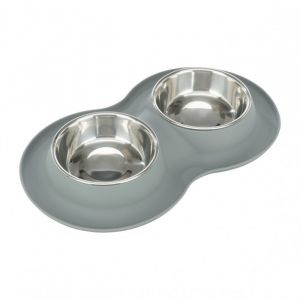 Trixie Gamelles, silicone/acier inoxydable pour chien - capacité : 2 × 400 mL, 16 cm de diamètre