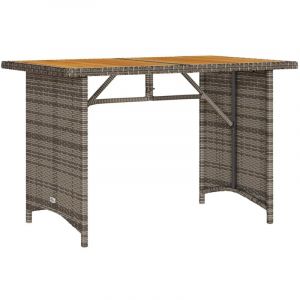 VidaXL Table de jardin avec dessus en bois gris 110x68x70 cm rotin, meuble de jardin, meuble d'ext&eacute;rieur, table, table &agrave; manger, meuble de patio