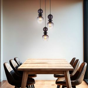 Globo Lighting Suspension lampe suspendue lampe de salle à manger verre fumé 3 lampes E27 noir mat