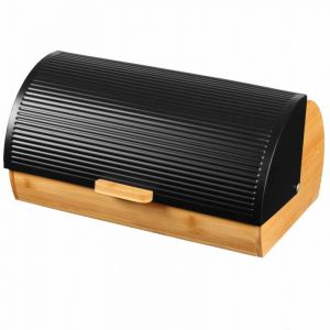 Bo&icirc;te &agrave; pain - BRUNBESTE - Mod&egrave;le 2737 - Bambou - Acier noir - Design moderne
