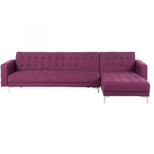 Beliani Canapé angle gauche convertible en tissu violet ABERDEEN