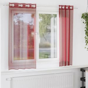 VidaXL Rideaux en voile avec &oelig;illets 2 pcs rouge bordeaux
