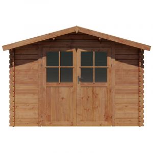 Abri de jardin en bois trait&eacute; par autoclave 9,73 m&sup2; &eacute;paisseur 28 mm - HORTUSA