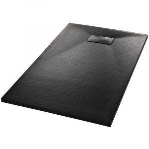 Bac de douche receveur de douche rectangulaire salle de bain maison int&eacute;rieur trou de drain standard de 9 cm SMC 120x70 cm noir 02_0003453