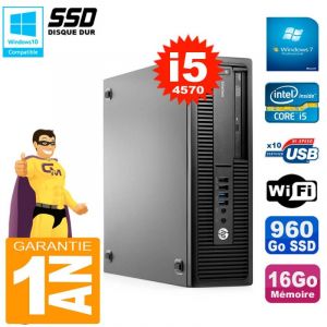 HP PC EliteDesk 800 G1 SFF Core I5-4570 RAM 16Go 960 Go SSD Graveur DVD Wifi W7