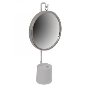 Prix Miroir à Poser Rond Eleganca 65cm Blanc & Argent