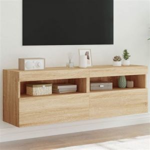 VidaXL Meubles TV muraux lumières LED 2 pcs chêne sonoma 60x30x40 cm