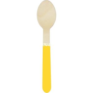 Ruedelafete Sachet de 8 cuill&egrave;res en bois jaune et dor&eacute;