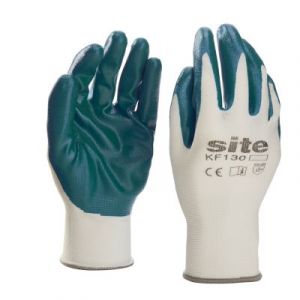 Gants rev&ecirc;tus de nitrile Site KF130 blanc / bleu taille L