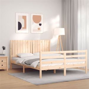 VidaXL Cadre de lit avec tête de lit 160x200 cm bois massif