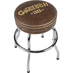 Gretsch Tabouret "1883", Idéal les joueurs et fans de Guitare, avec Logo Jaune Mat, Rembourré en Mousse, 24", Marron