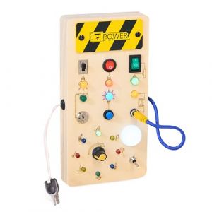 Jeu Montessori Busy Board Lumineux En Bois Avec Interrupteur Led - Jouet Bébé Éducatif Pour Enfants - Jouet Sensoriel Lumineux Busy Light - Planche D'activités Éducatives - Cadeau Pour Enfants 3 Ans