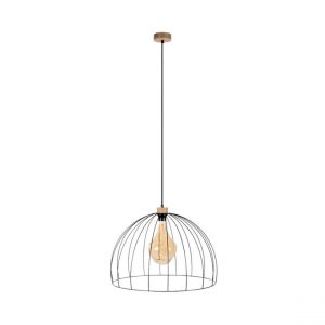 Lampe Suspendue Chêne huilé Métal Câble Noir