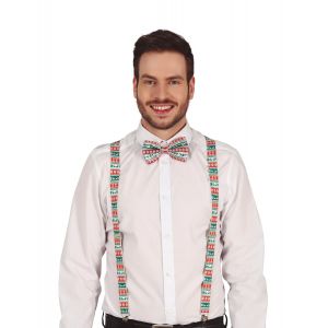 Bretelles motifs de No&euml;l adulte - Couleur Multicolore - Taille Taille Unique