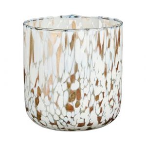House of Seasons Lanterne Dots White - Ø14 cm x H15 cm - Porte-lampions en verre