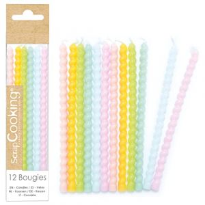 Scrapcooking Bougies longues - Torsad&eacute;es - Pastel - 12 cm - 12 pcs