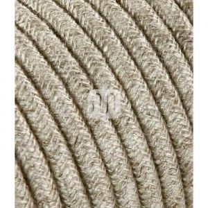 Merlotti 20339 Câble électrique rond H03VV-F 2 x 0,75, toile beige, 3 m