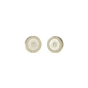 Boucles D'Oreilles Love Guess Acier Dor&eacute; Puces Et Zircon Cubique Central 12 Mm