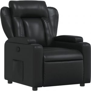 VidaXL Fauteuil Inclinable, Chaise de Relaxation avec Porte-gobelets, Siège avec Dossier et Accoudoirs Salle de Séjour, Moderne, Noir Similicuir