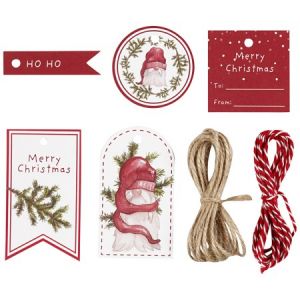 Creotime Set étiquettes cadeaux - Noël Rouge et Blanc - 25 pcs