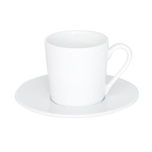 Table passion Tasse à café 12 cl et sa soucoupe louna relief blanc - Blanc - Porcelaine