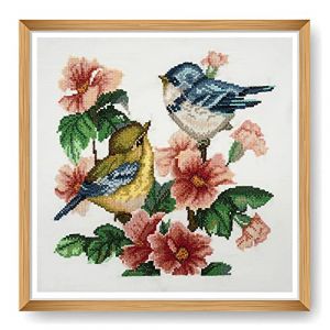 Kit de broderie au point de croix Trimits - Oiseau - 32 x 32 cm - Blanc